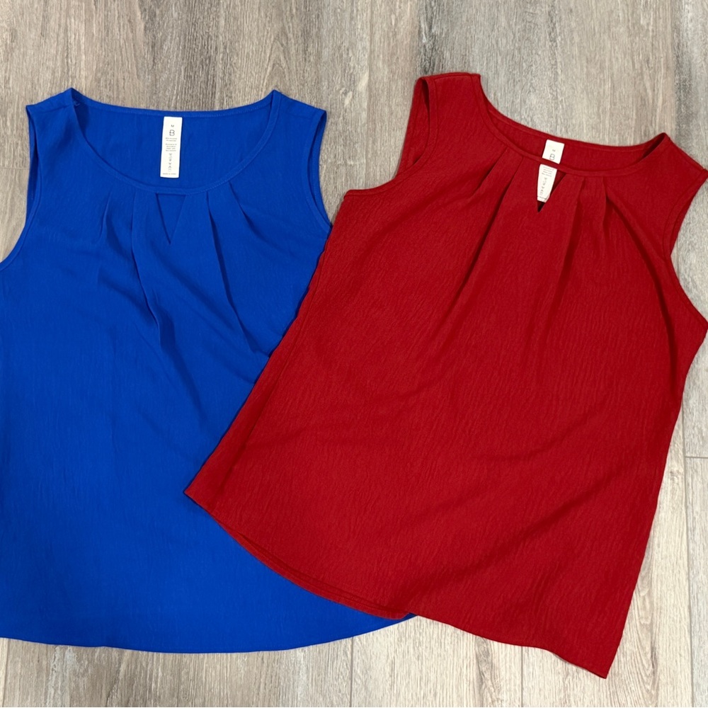 Elegant Women's Sleeveless Tops - Red and Blue